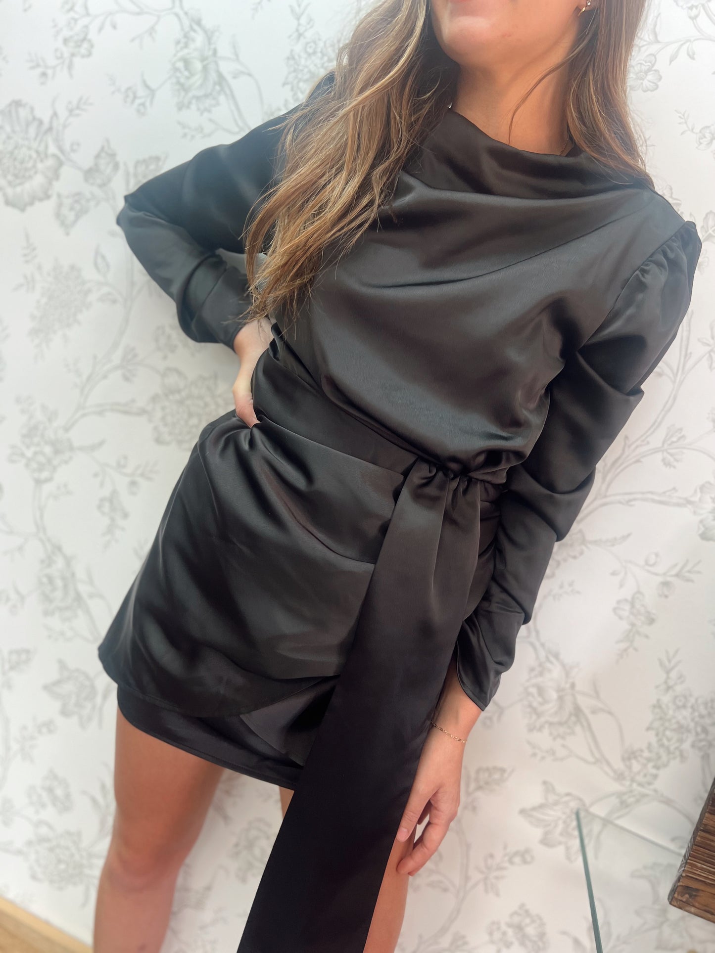 Black Satin Formal Dress