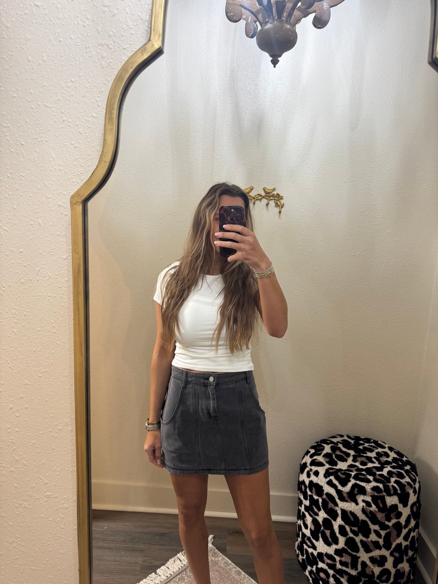 Street style denim skirt