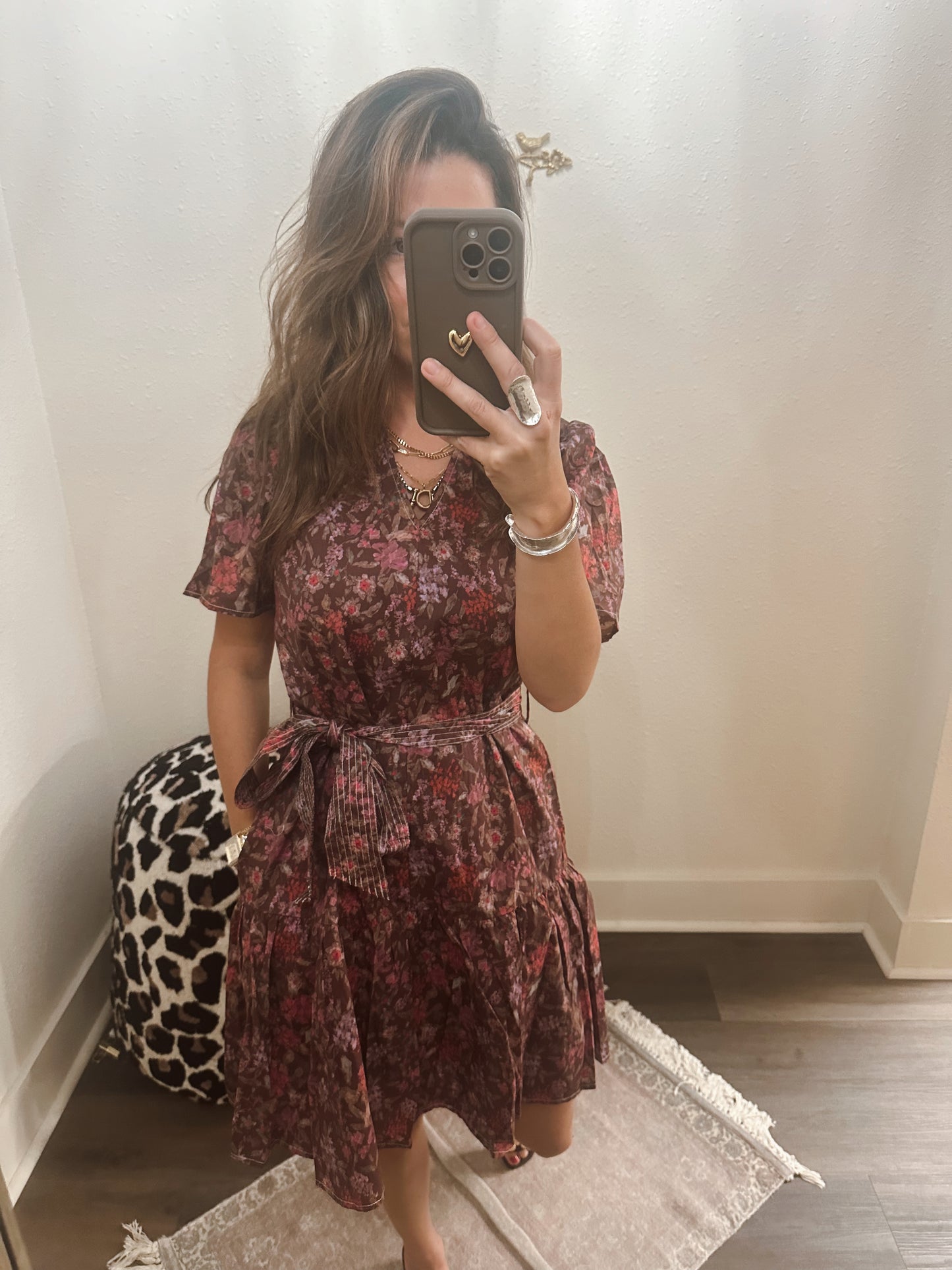 Fall Foliage Floral Mini Dress