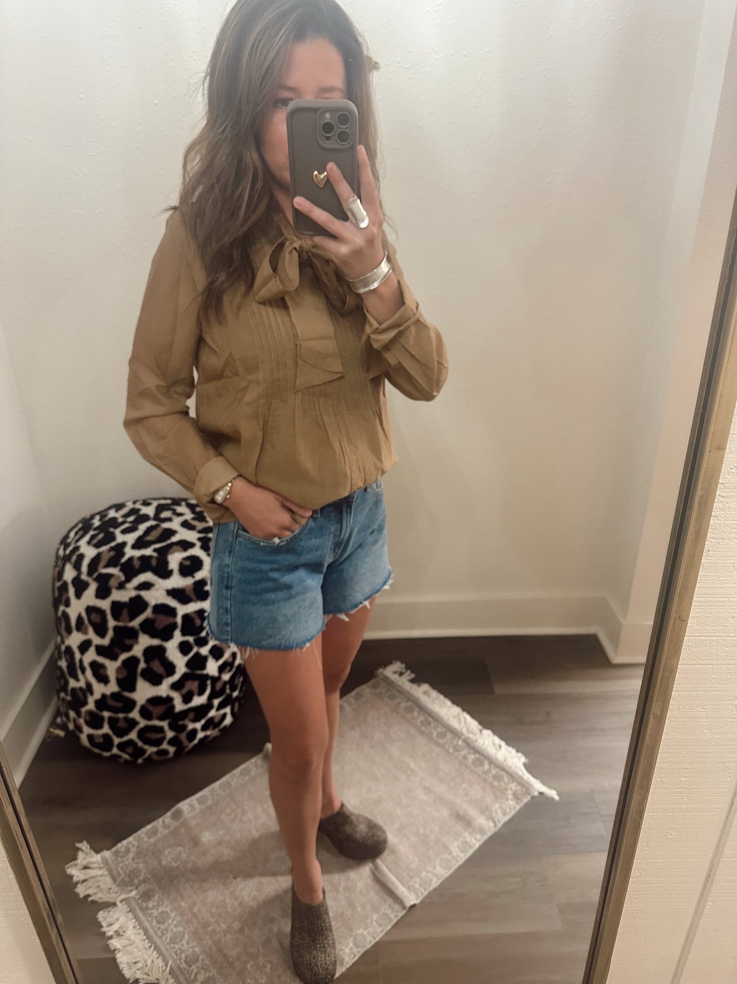 Cinnamon Pintuck Blouse Top