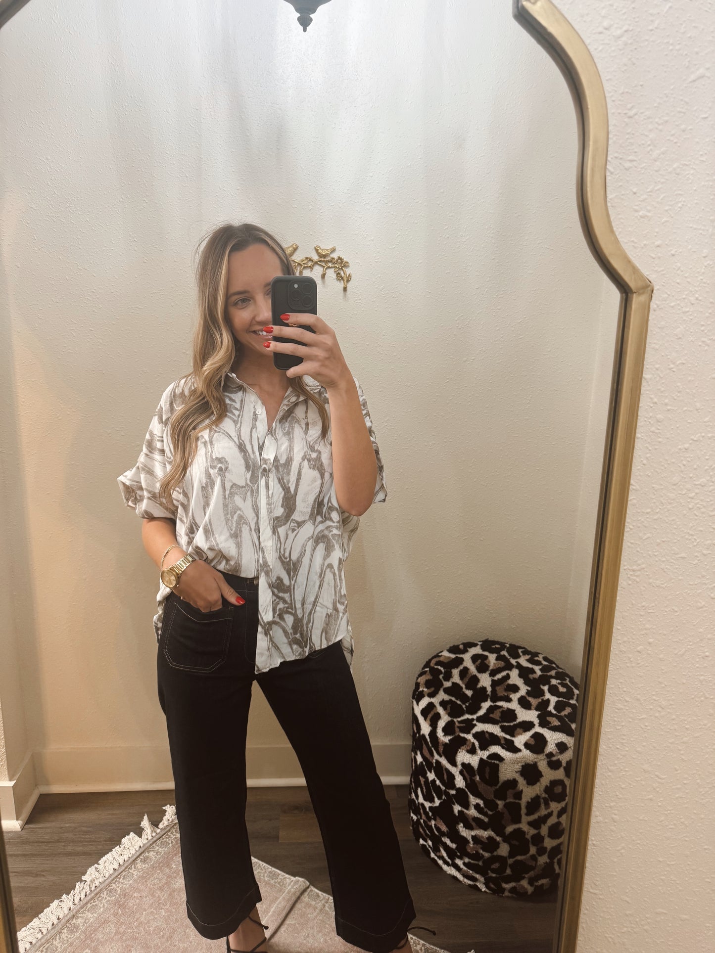 Mocha Marble Oversized Top