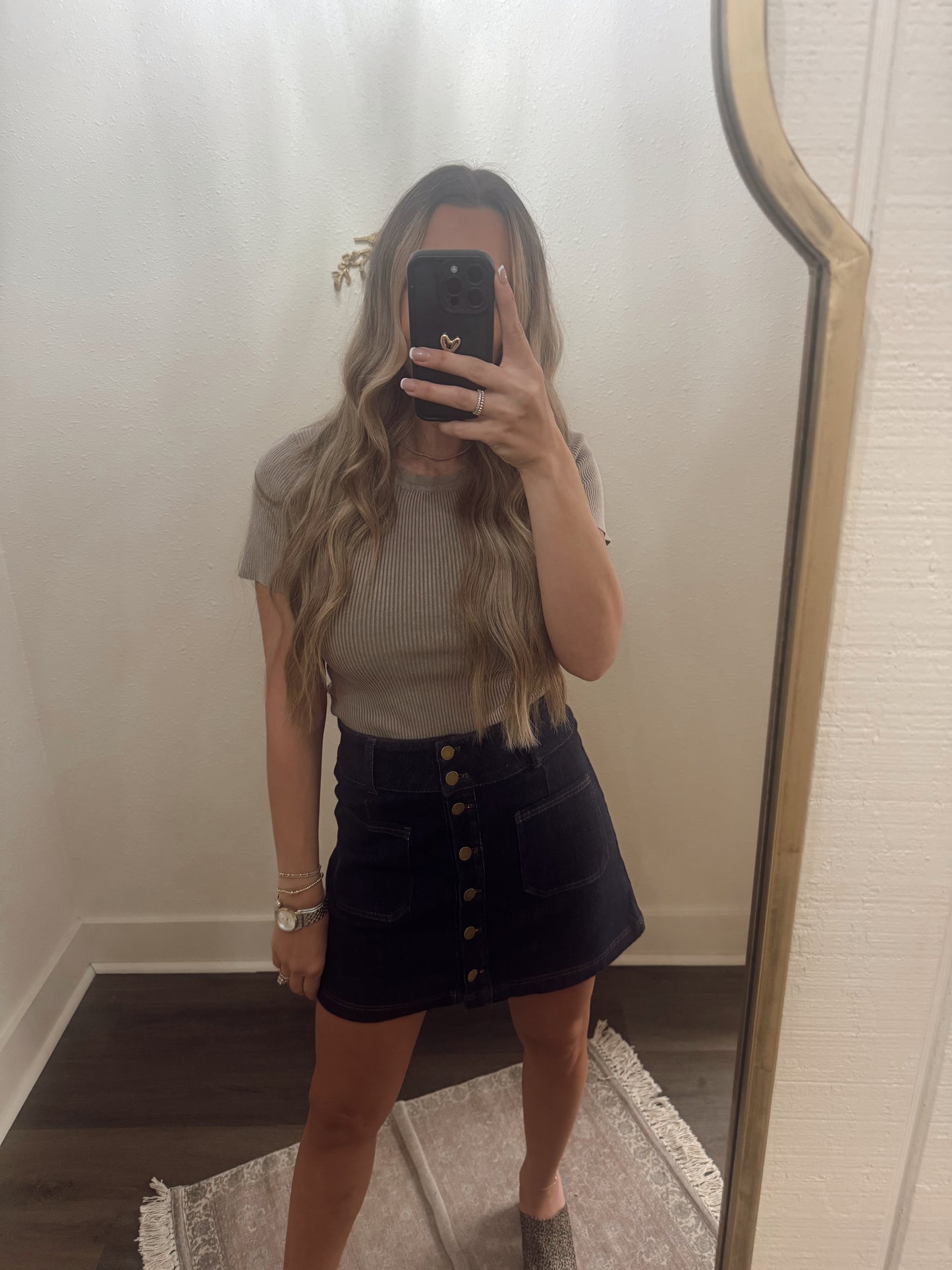 Mocha Ribbed Knit Tee