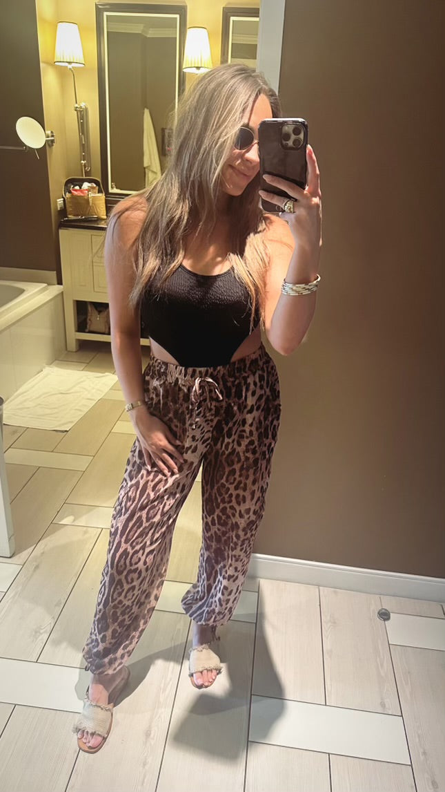 Wild Leopard Chiffon Joggers
