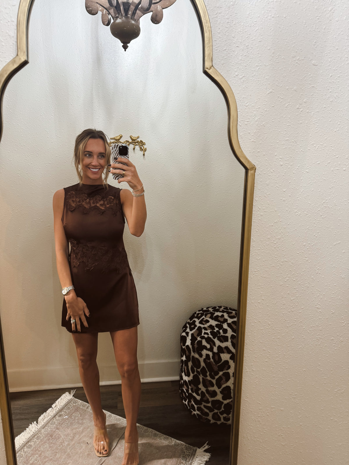 Cinnamon Satin Mini Dress