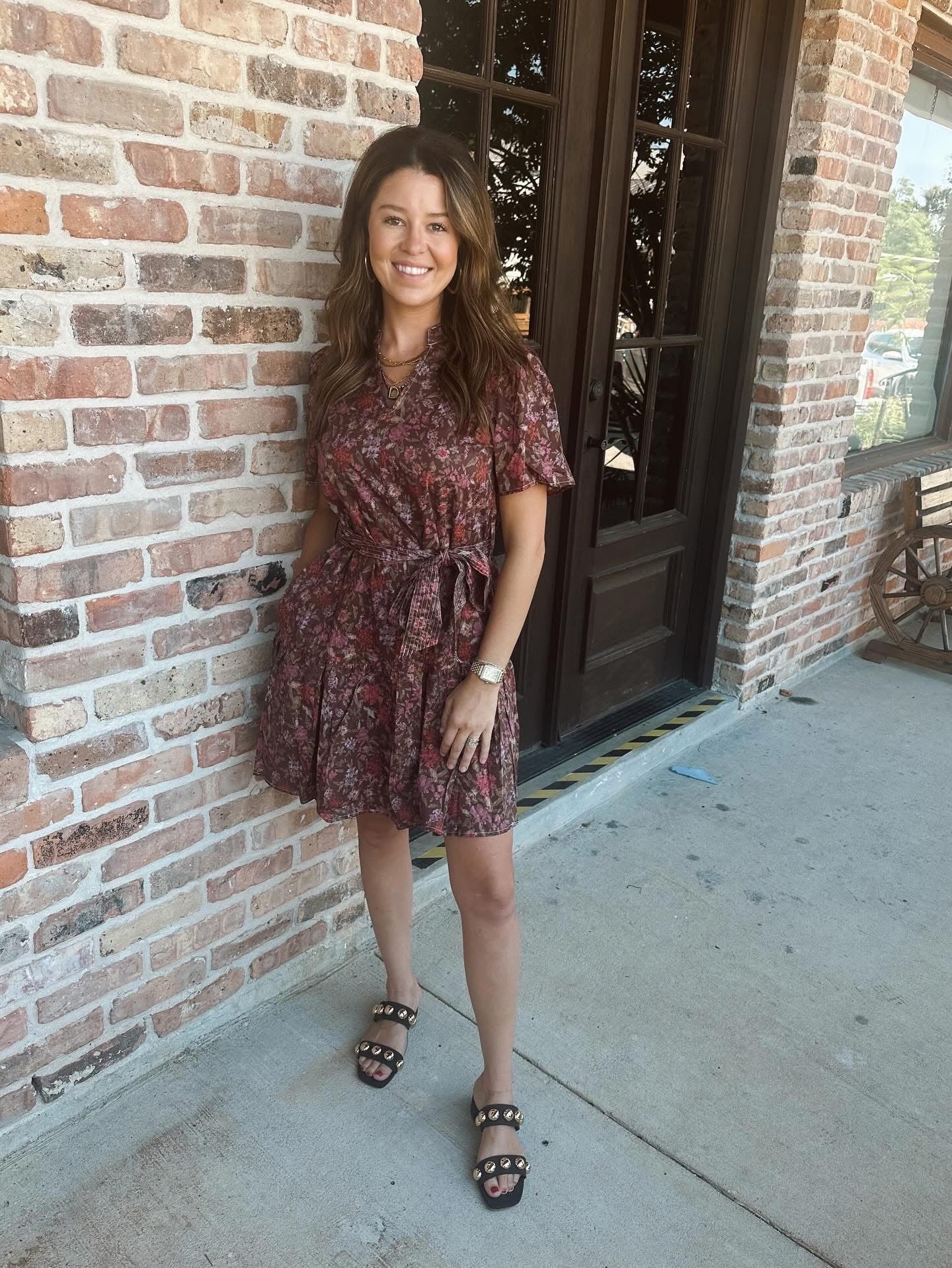 Fall Foliage Floral Mini Dress