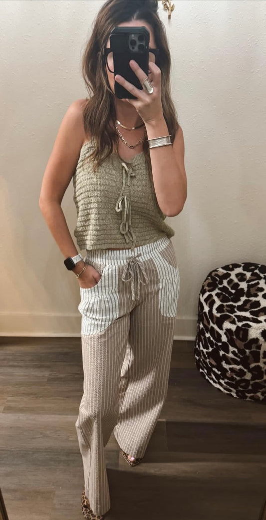 Sage Crochet Knitted Crop Top