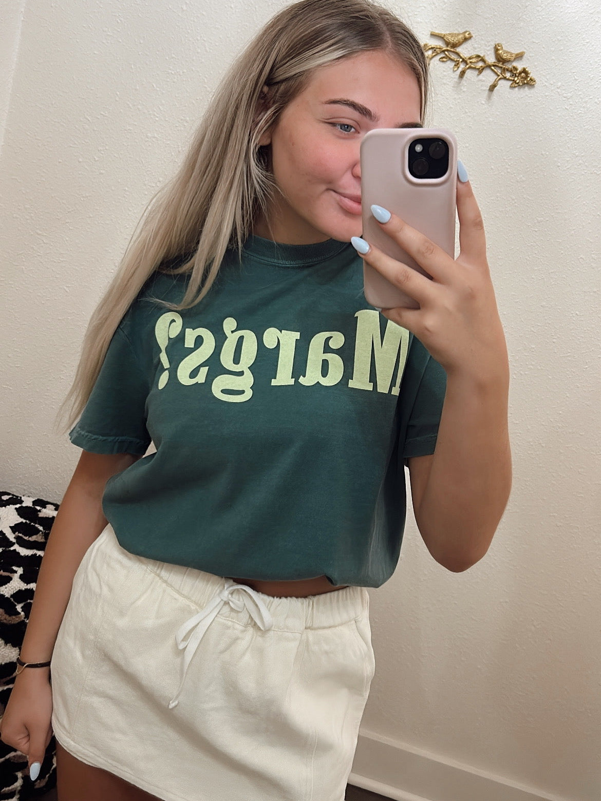 Cream Drawstring Skort