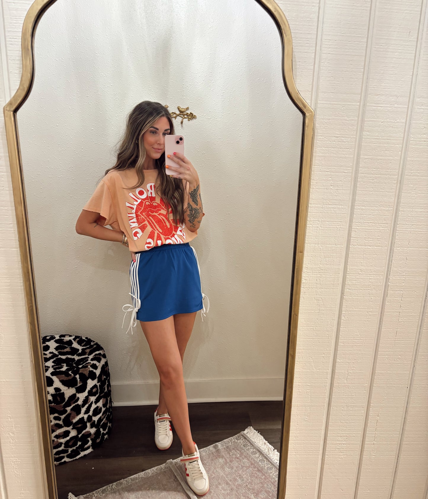 Blue Bow Detail Track Skirt