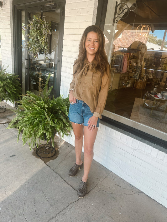 Cinnamon Pintuck Blouse Top