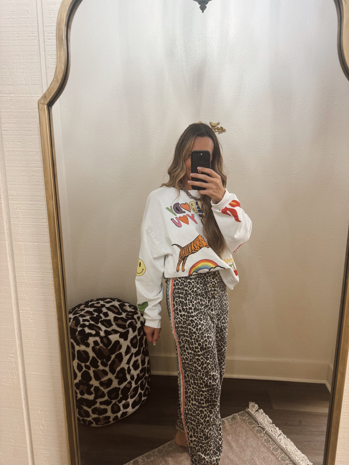 Rainbow Striped Sand Leopard Joggers