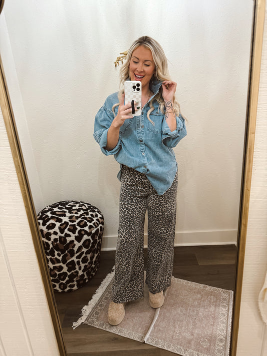 Leopard Wide Leg Jeans