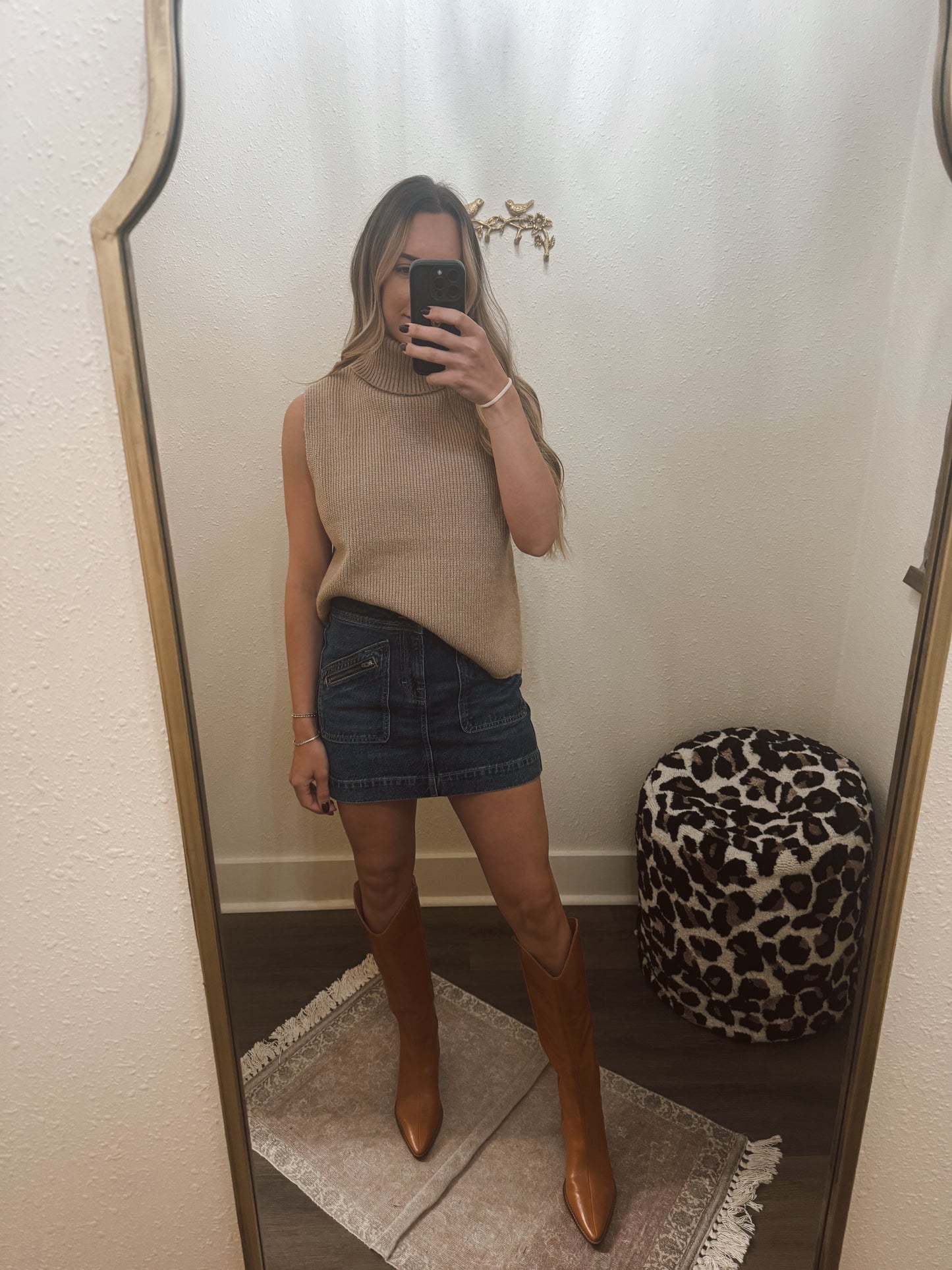 Dark Taupe turtle neck sleeveless sweater