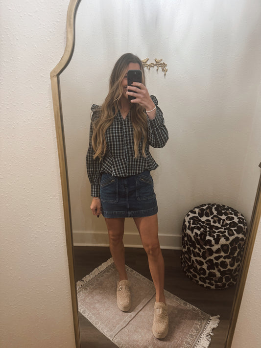 Classic Charm Black Gingham Blouse