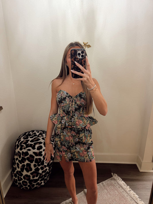 Floral Corset Top & Skirt Set