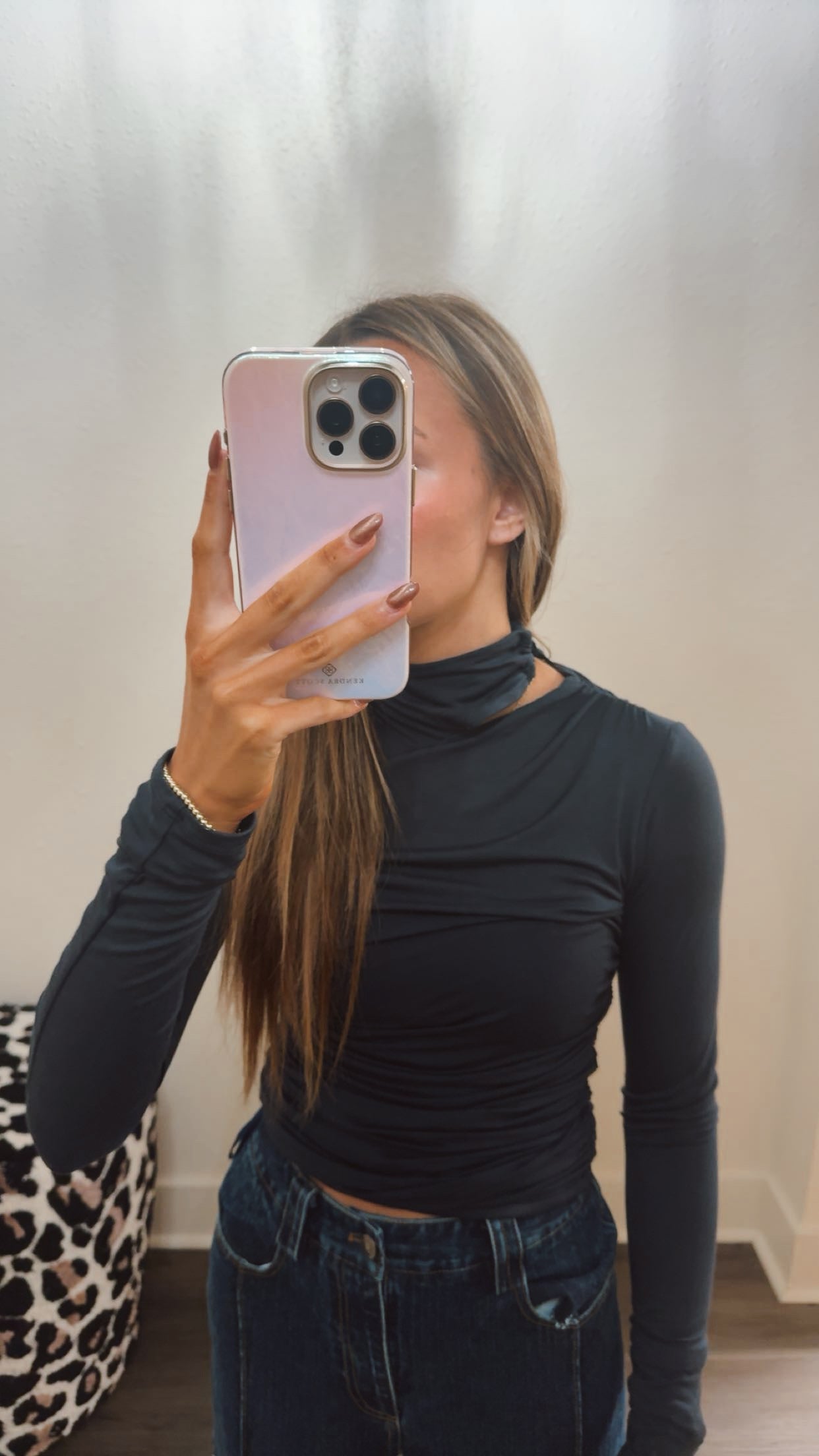 Dark Navy Mock Neck Top