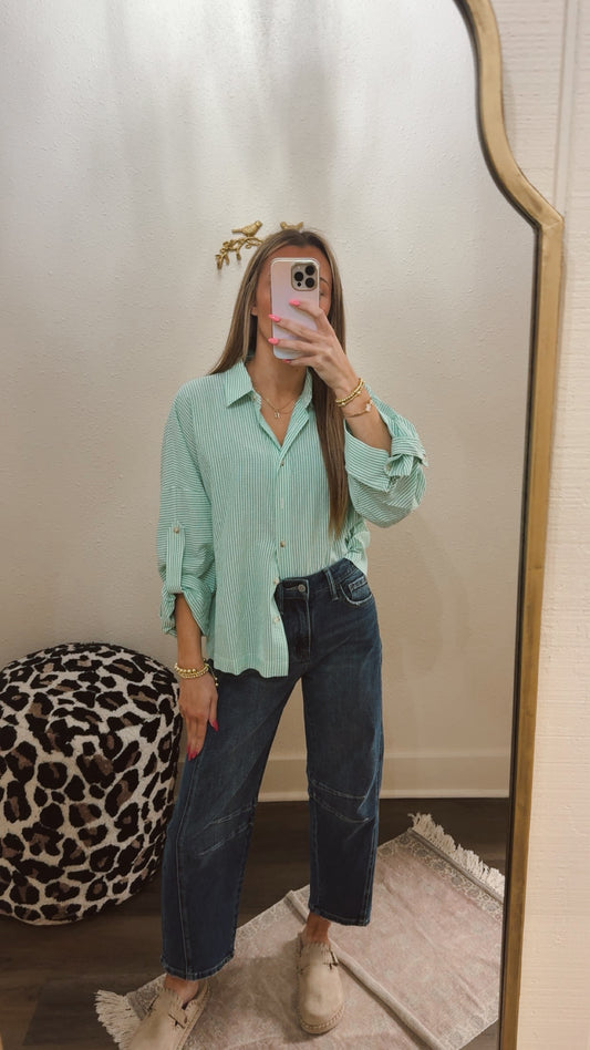 Spring Seersucker Button Up