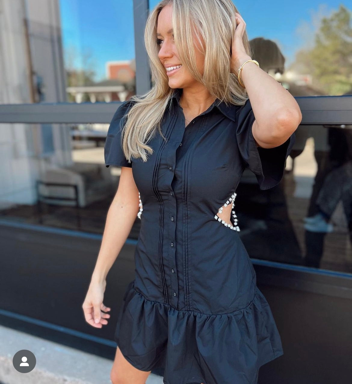 Black Pearl Detail Dress